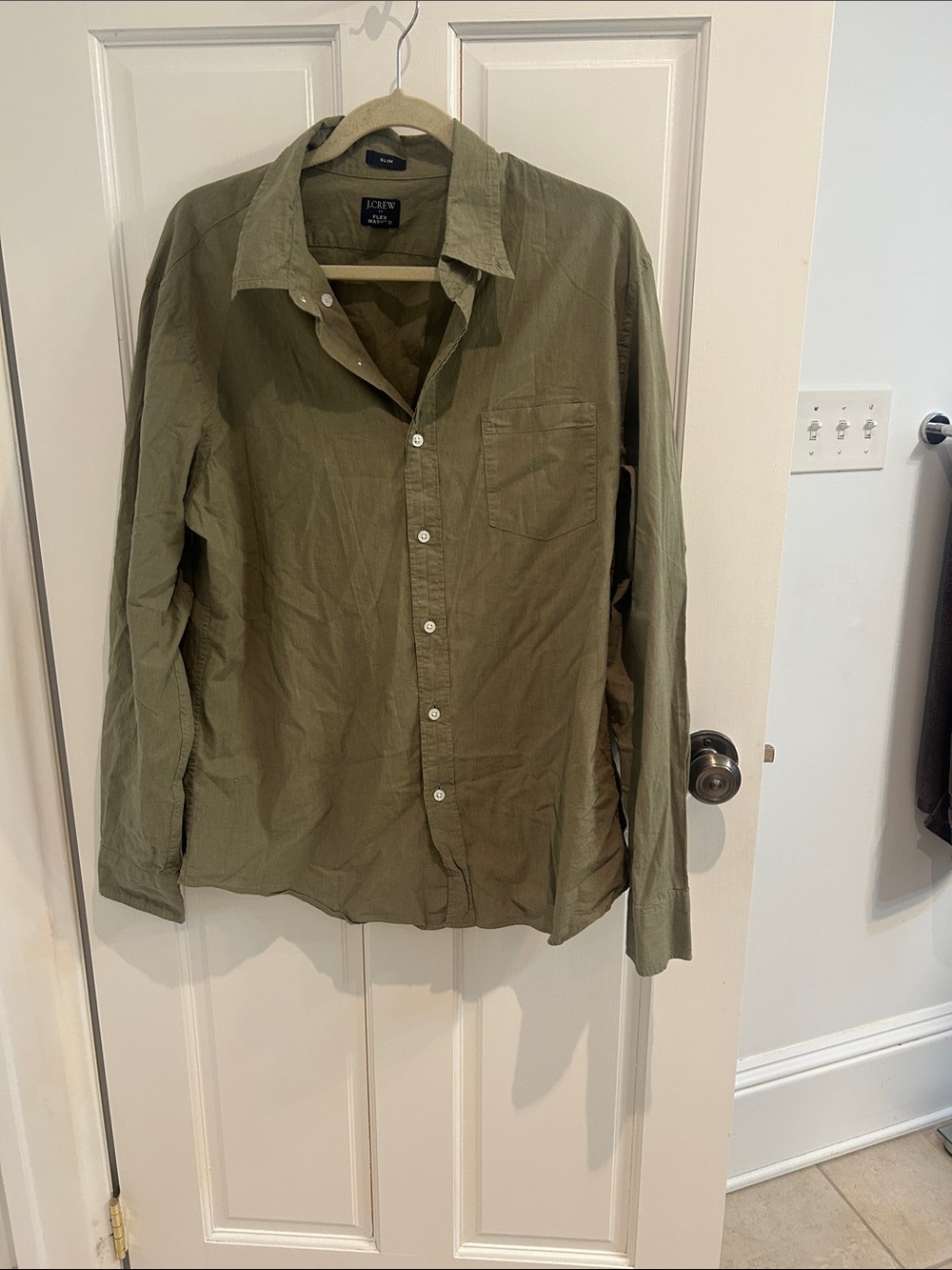 J. Crew Olive Green Long-Sleeve Button-Up Shirt